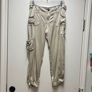 Anthropologie Marrakech Beige Cargo Pants with Multiple Pockets Size 27